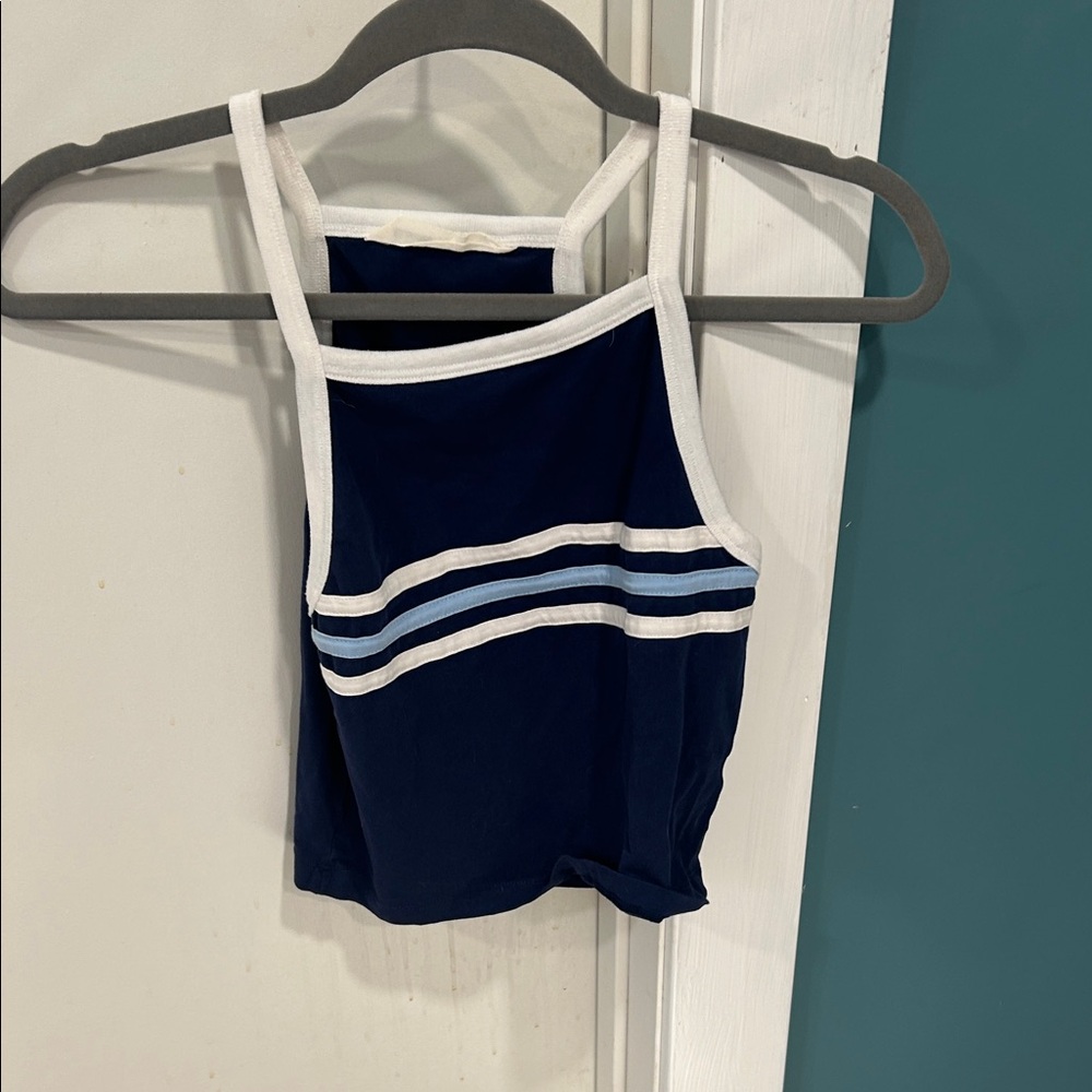 Bluenotes Navy and White Tank Top
